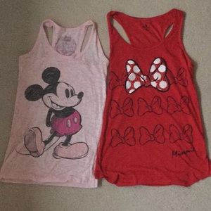 2 Disney razor back tank tops